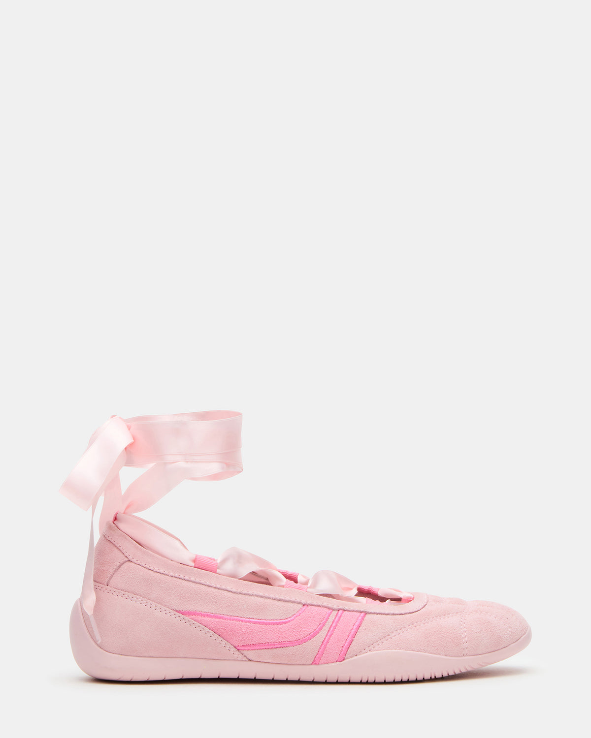 PROMISE Pink Suede Low-Top Lace-Up Ribbon Women's Sneaker