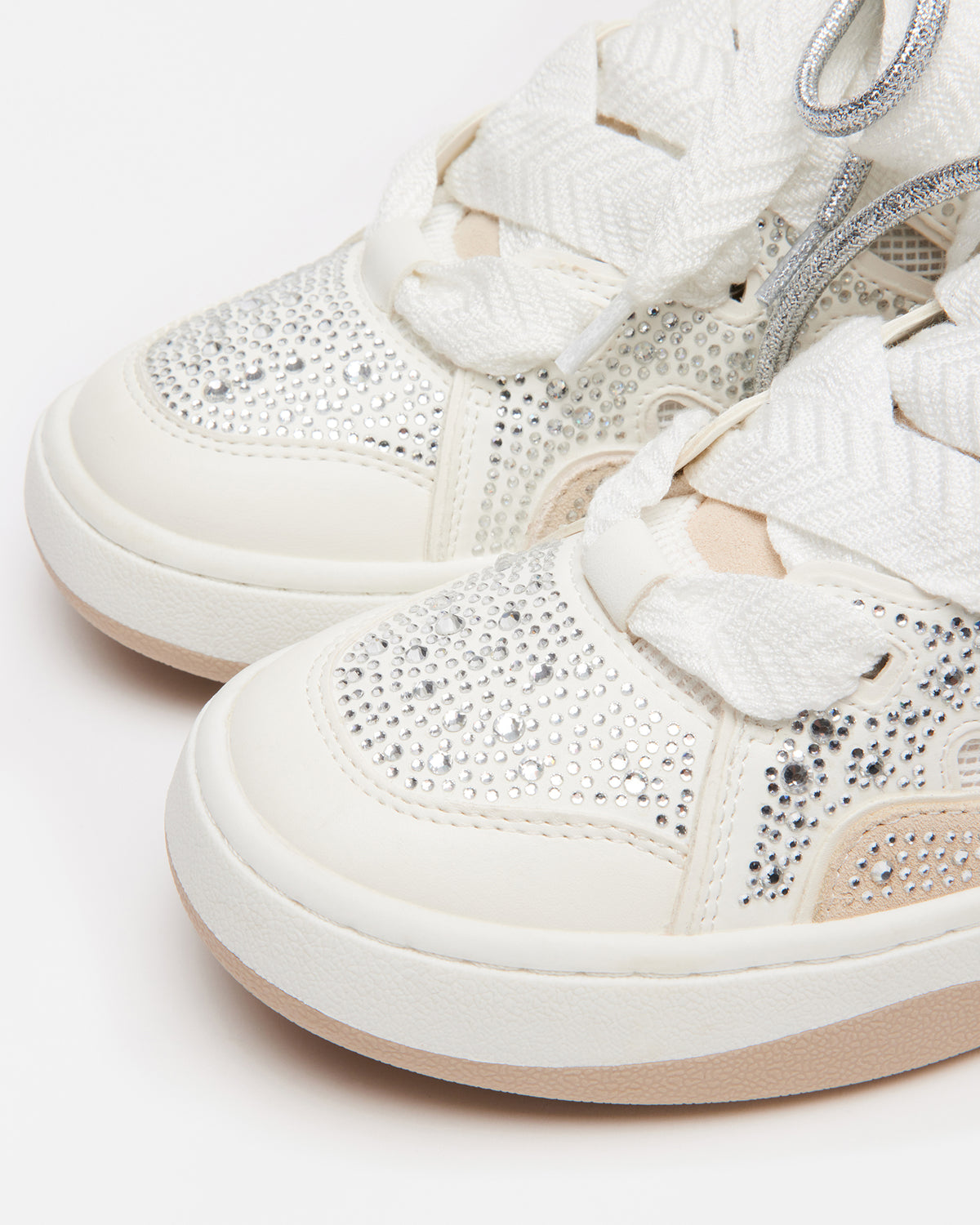ROARING White Rhinestones Low-Top Lace-Up Sneaker | Women's Sneakers