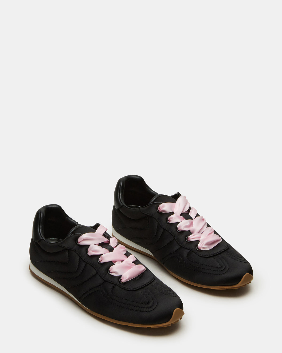 ABBI Black Satin Low-Top Lace-Up Women's Sneaker
