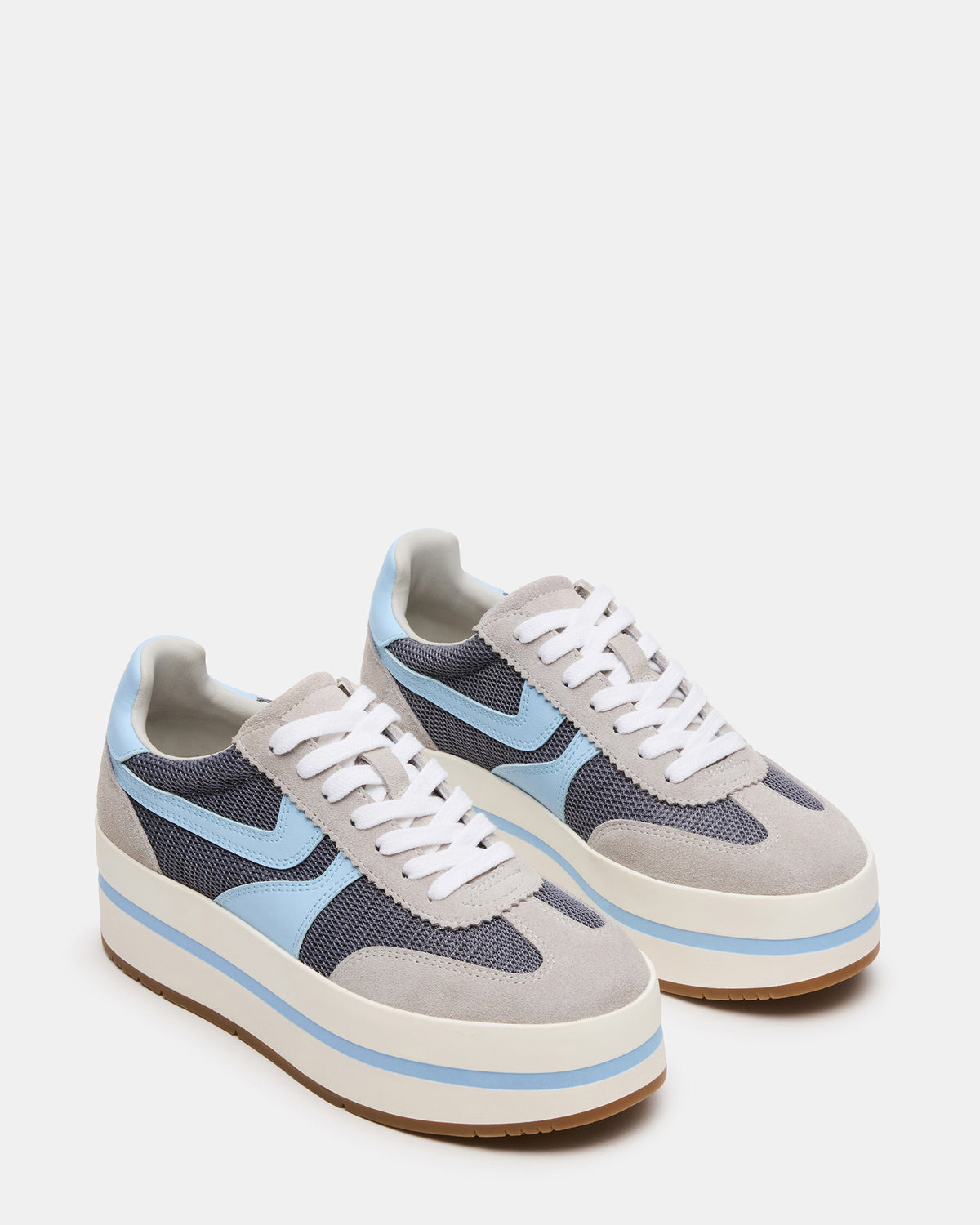 JUDGE Grey Multi Platform Low-Top Lace-Up Women's Sneaker