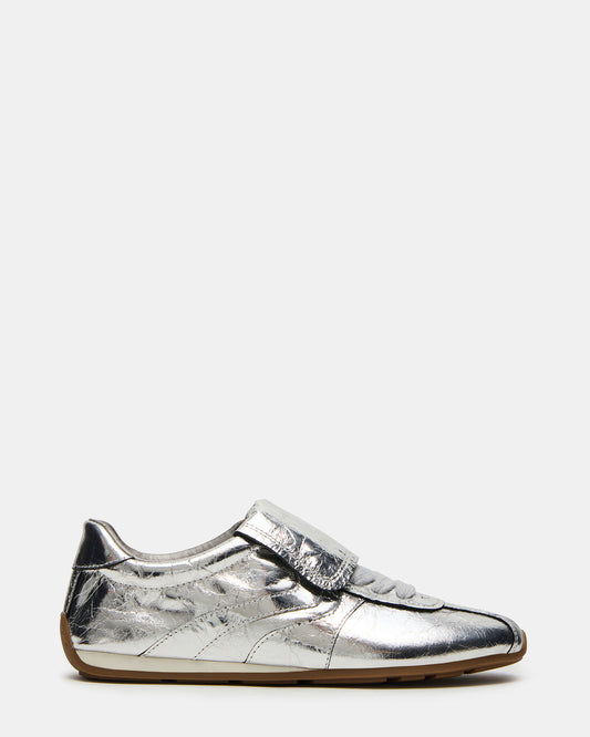 MOBILITY SIlver Leather Women's Low-Top Lace-Up Sneaker