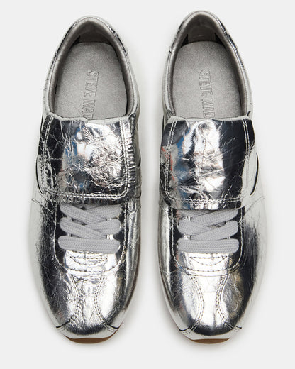 MOBILITY SIlver Leather Women's Low-Top Lace-Up Sneaker