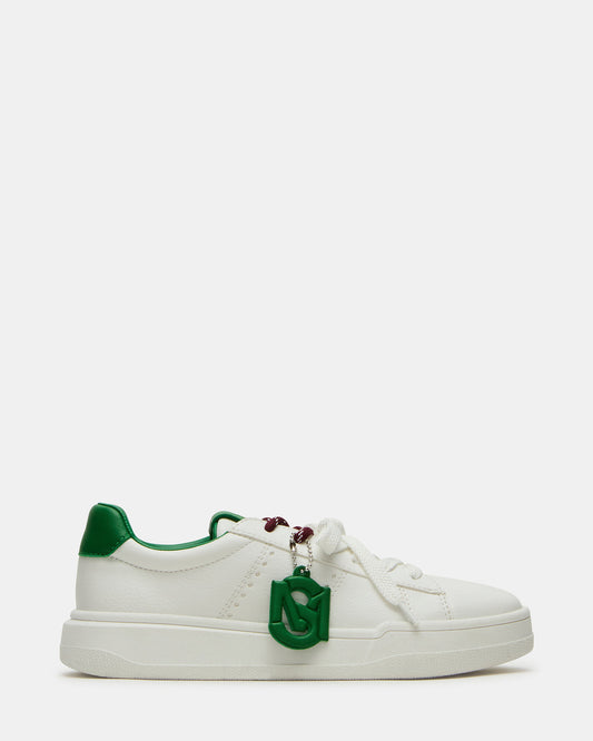 MARVIN White/Green Low-Top Lace-Up Women's Sneaker