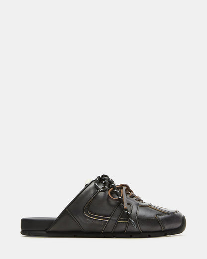 MAYSA Black Distressed Women's Low-Top Slip-On Mule Sneakers