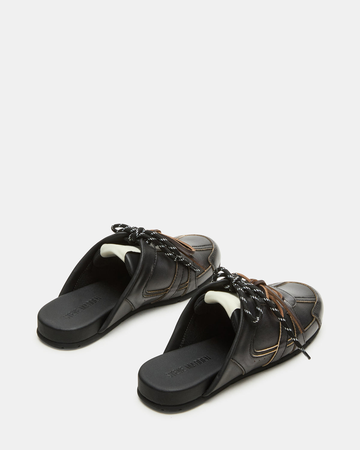 MAYSA Black Distressed Women's Low-Top Slip-On Mule Sneakers
