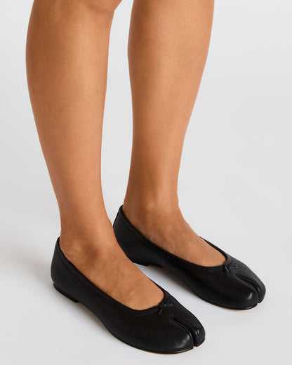 CALICO Black Leather Split Toe Tabi Women's Ballet Flat