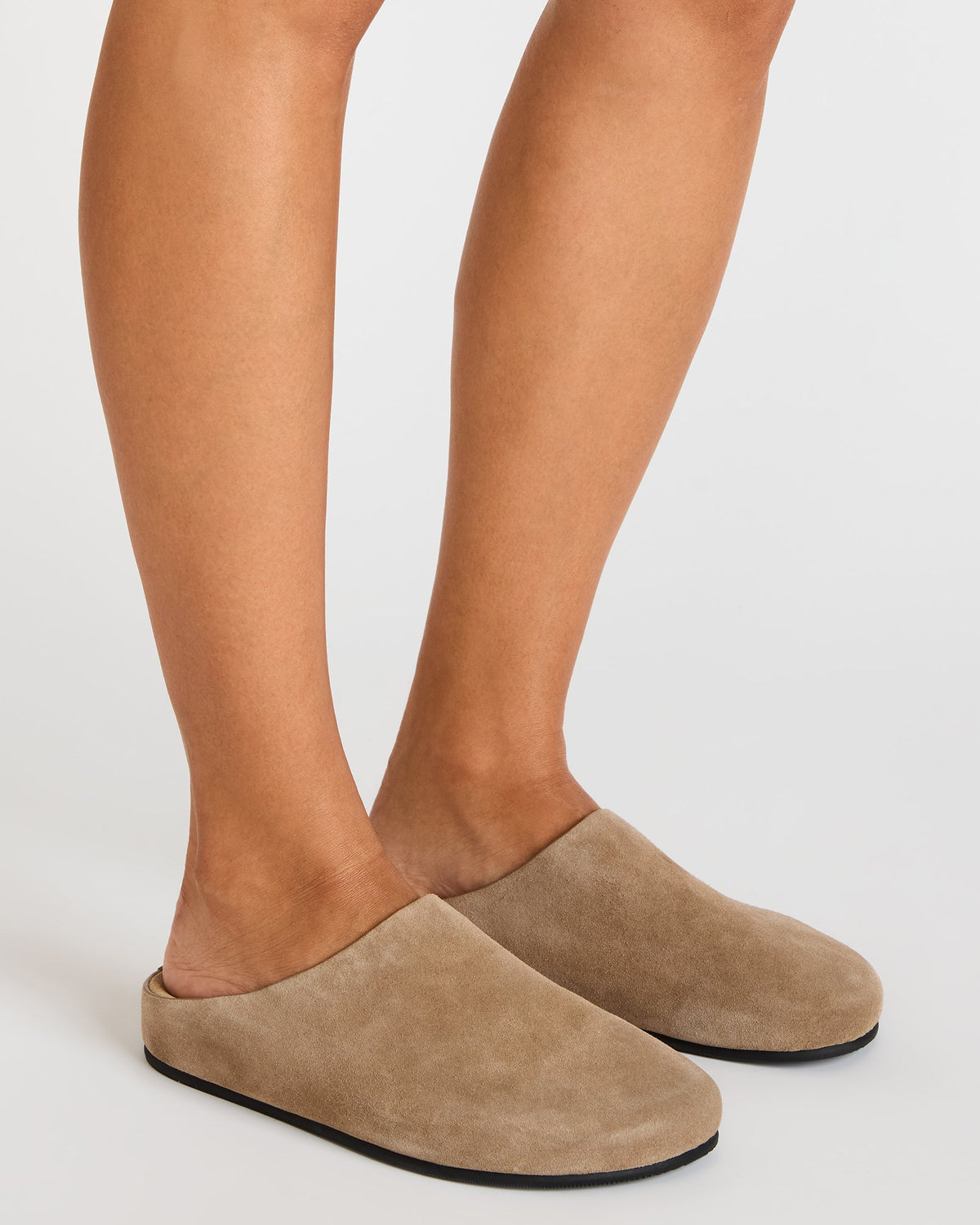 FERN Taupe Suede Mule Slip-On Round-Toe Women's Flat