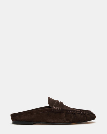 RAFE Chocolate Brown Suede Slip-On Mule Women's Flat