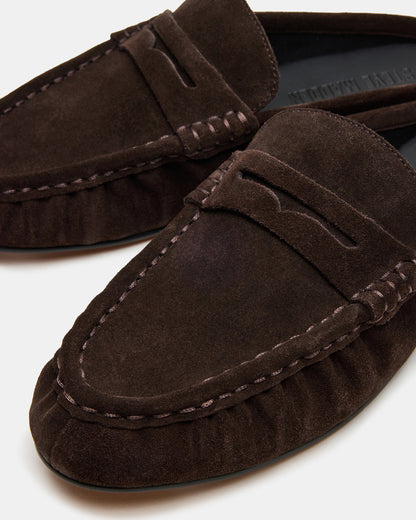 RAFE Chocolate Brown Suede Slip-On Mule Women's Flat