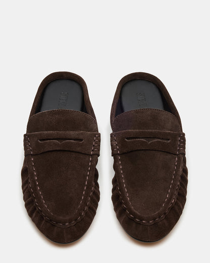 RAFE Chocolate Brown Suede Slip-On Mule Women's Flat