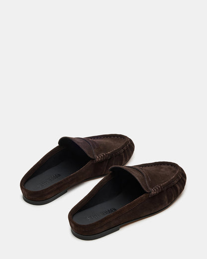 RAFE Chocolate Brown Suede Slip-On Mule Women's Flat