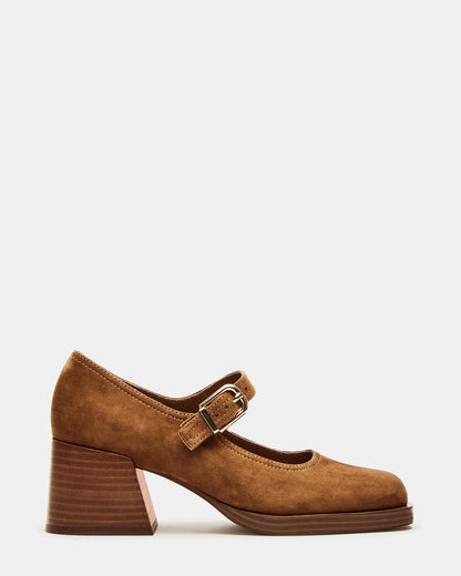 LISBON Chestnut Suede Square-Toe Mary Jane Women's Loafer