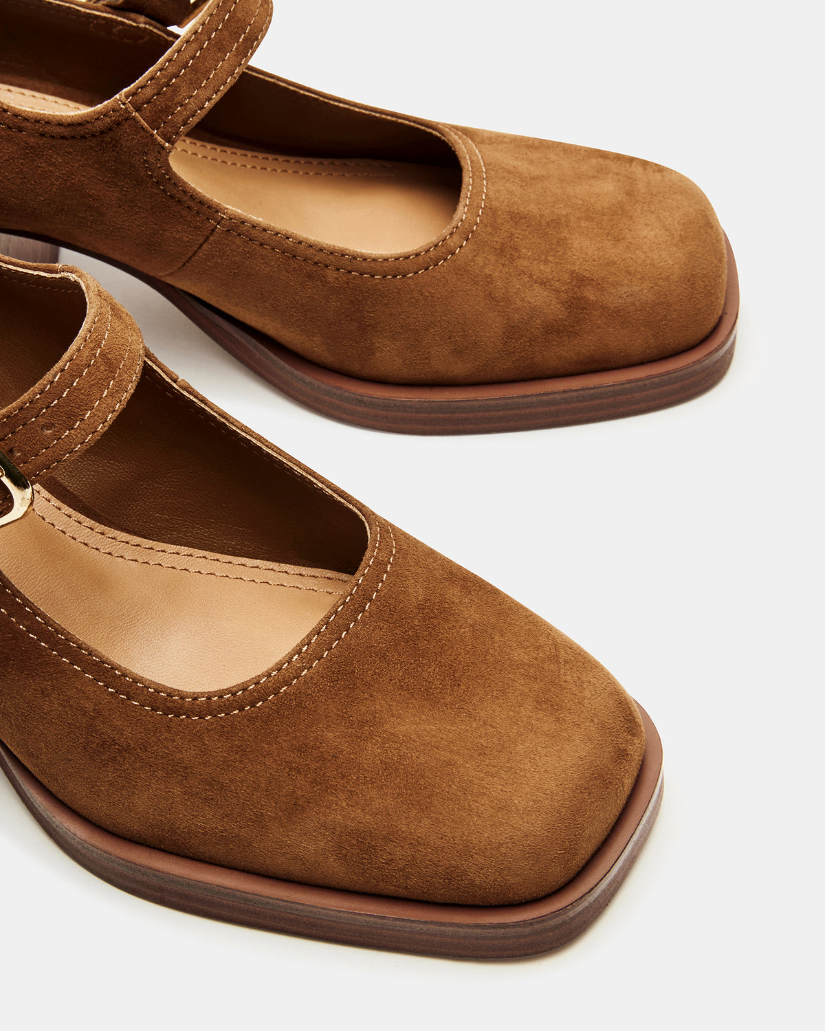 LISBON Chestnut Suede Square-Toe Mary Jane Women's Loafer