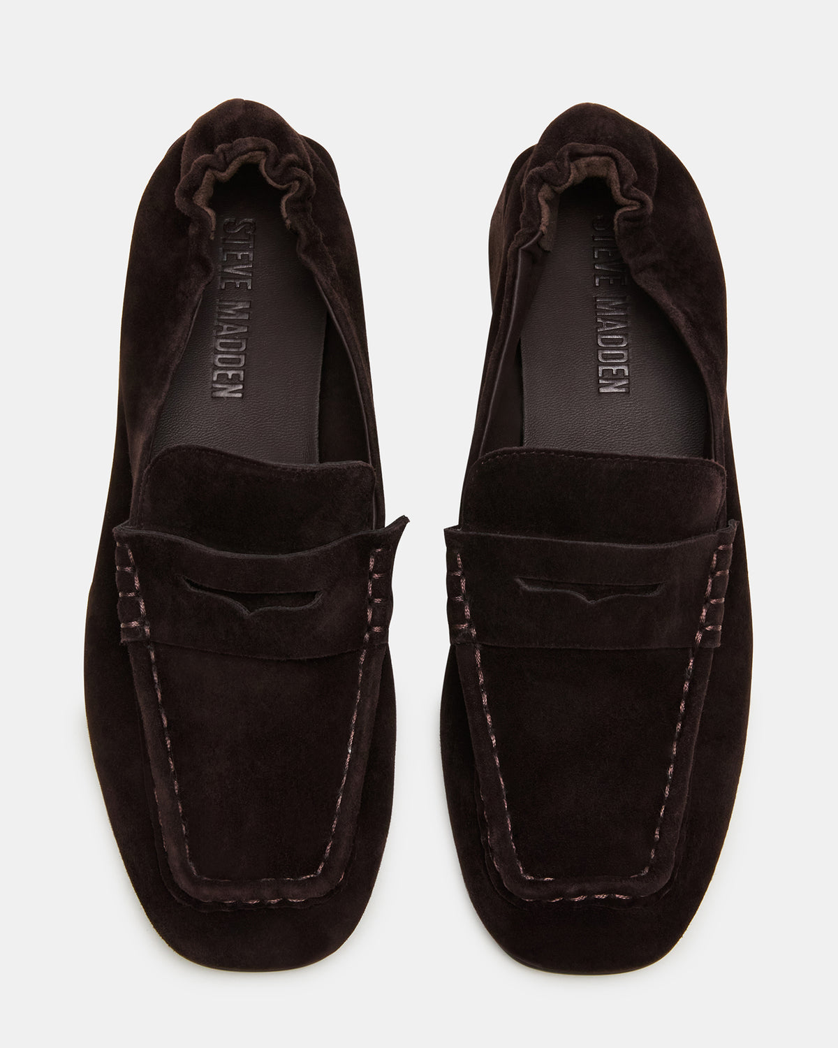 ESTEE Brown Suede Square-Toe Heeled Women's Loafer
