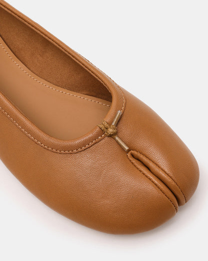 CALICO Tan Leather Split Toe Tabi Women's Ballet Flat