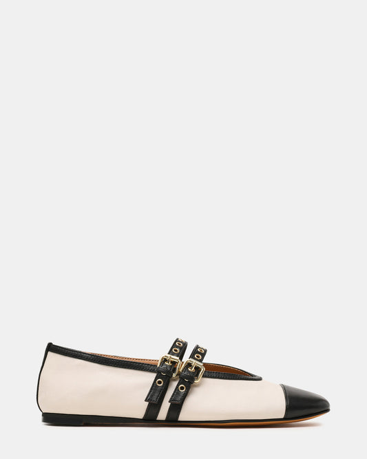 LYDIA Cap Bone Black Mary Jane Ballet Women's Flat