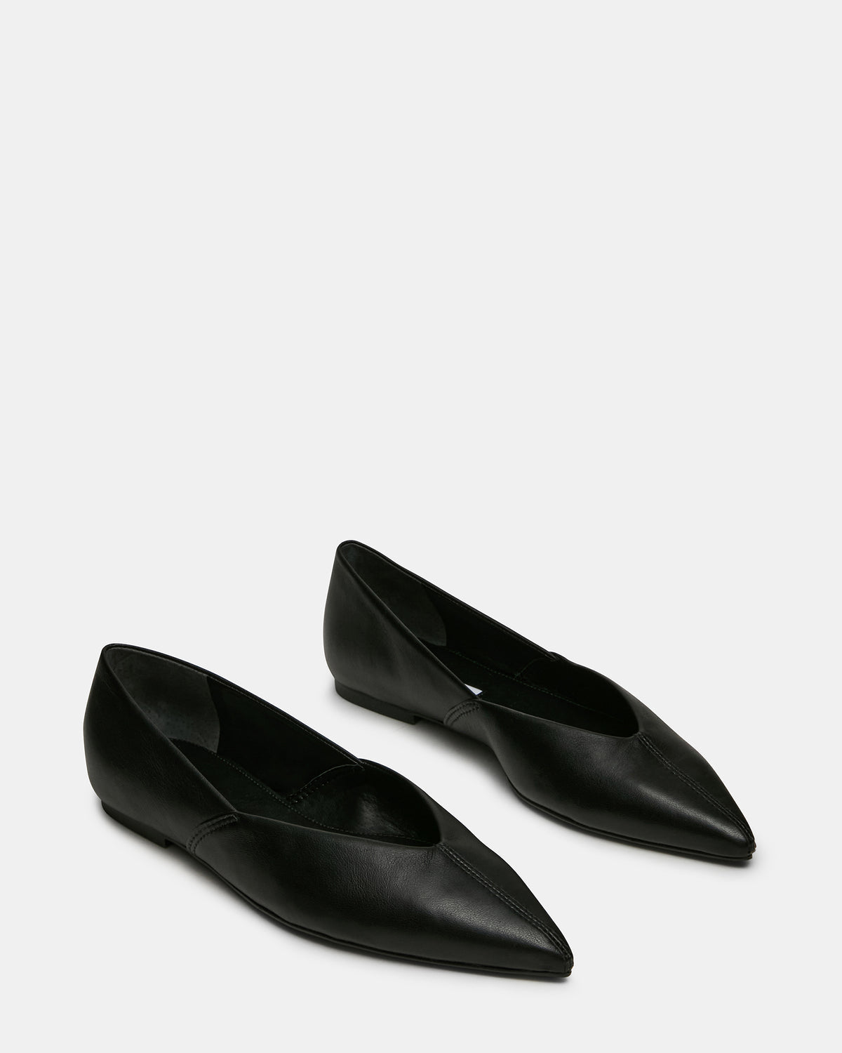 TOVI Black Leather Pointed-Toe Ballet Women's Flat