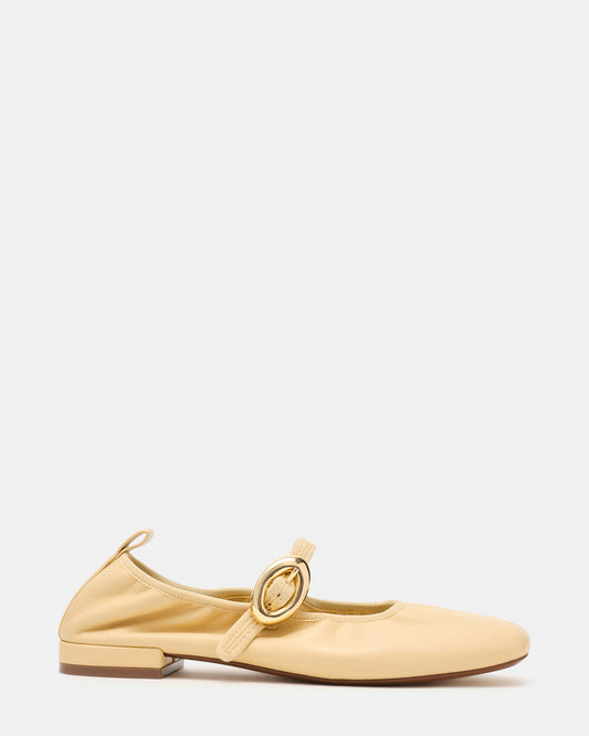 DAFFIA Butter Leather Mary Jane Gold-Detail Buckle Ballet Women's Flat
