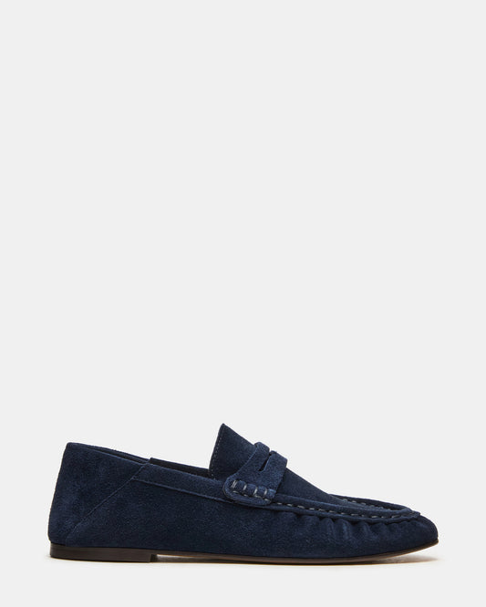 ROGER Navy Suede Slip-On Women's Loafer