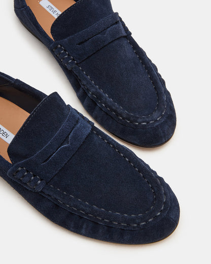 ROGER Navy Suede Slip-On Women's Loafer