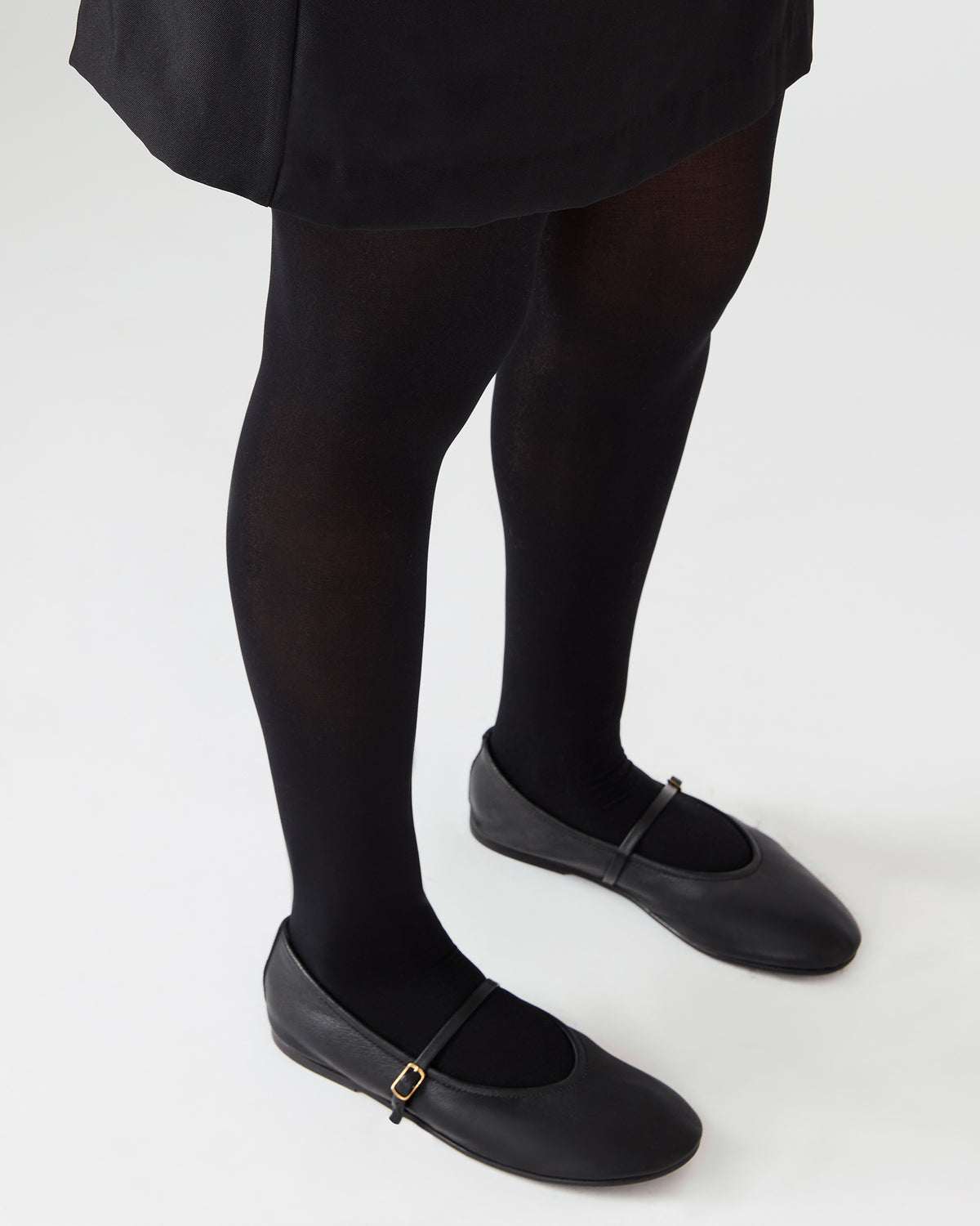 BESETTE Black Leather Mary Jane Ballet Women's Flat