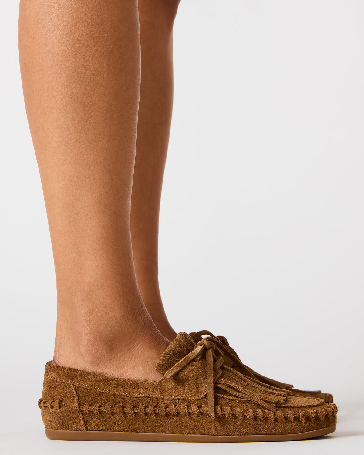 SAMUAL Chestnut Suede Fringe Boat Women's Loafer