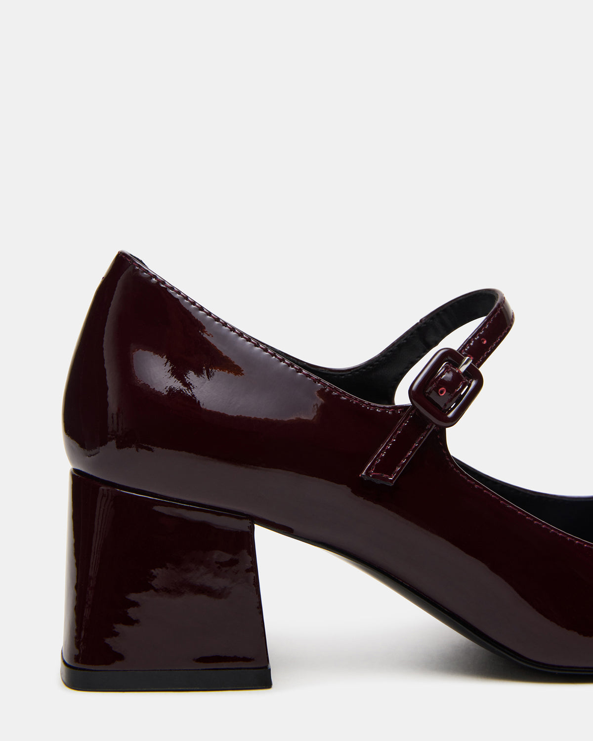 DARCEY Wine Patent Square-Toe Mary Jane Block Heel Women's Loafer