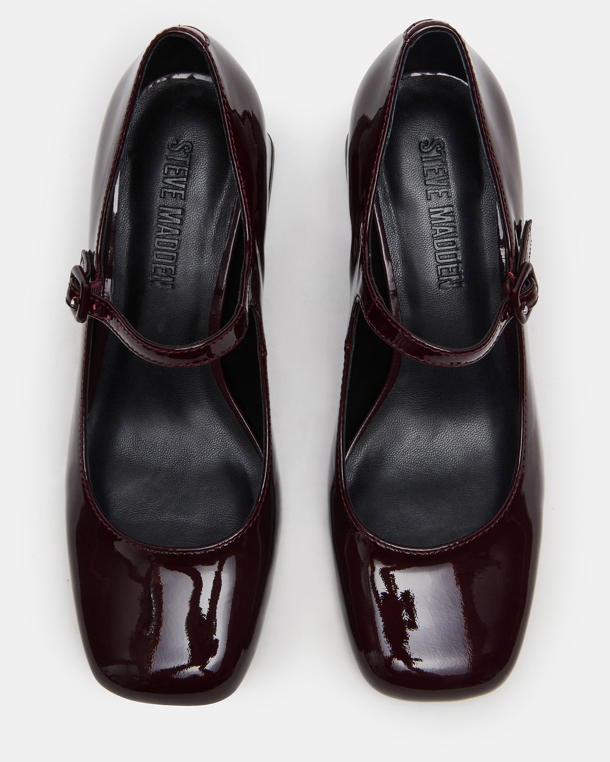 DARCEY Wine Patent Square-Toe Mary Jane Block Heel Women's Loafer