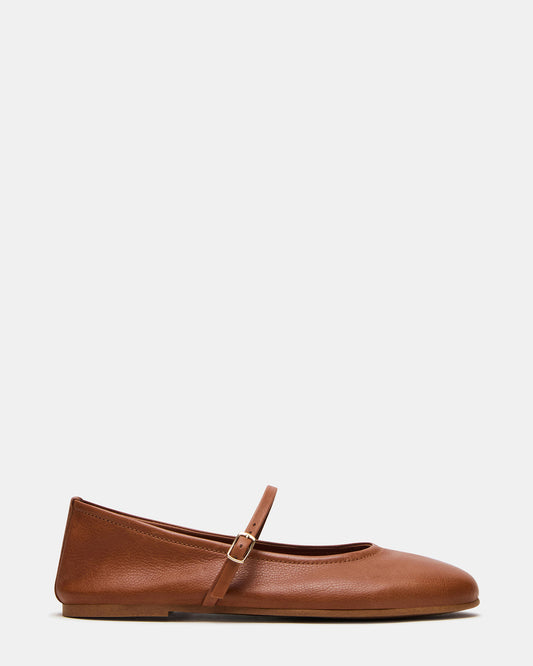 BESETTE Tan Leather Mary Jane Ballet Women's Flat