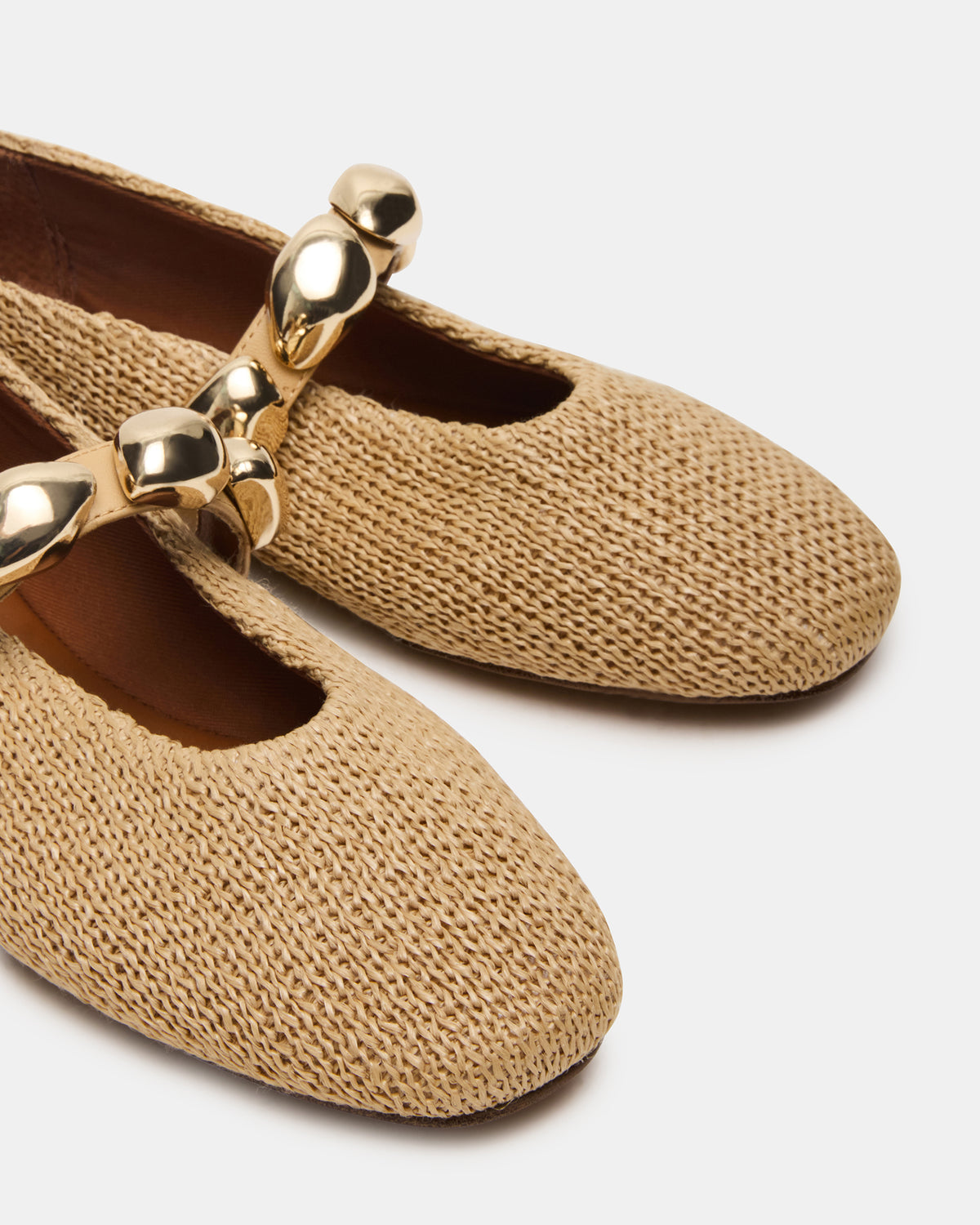 POPPIN Natural Raffia Mary Jane Ballet Women's Flat