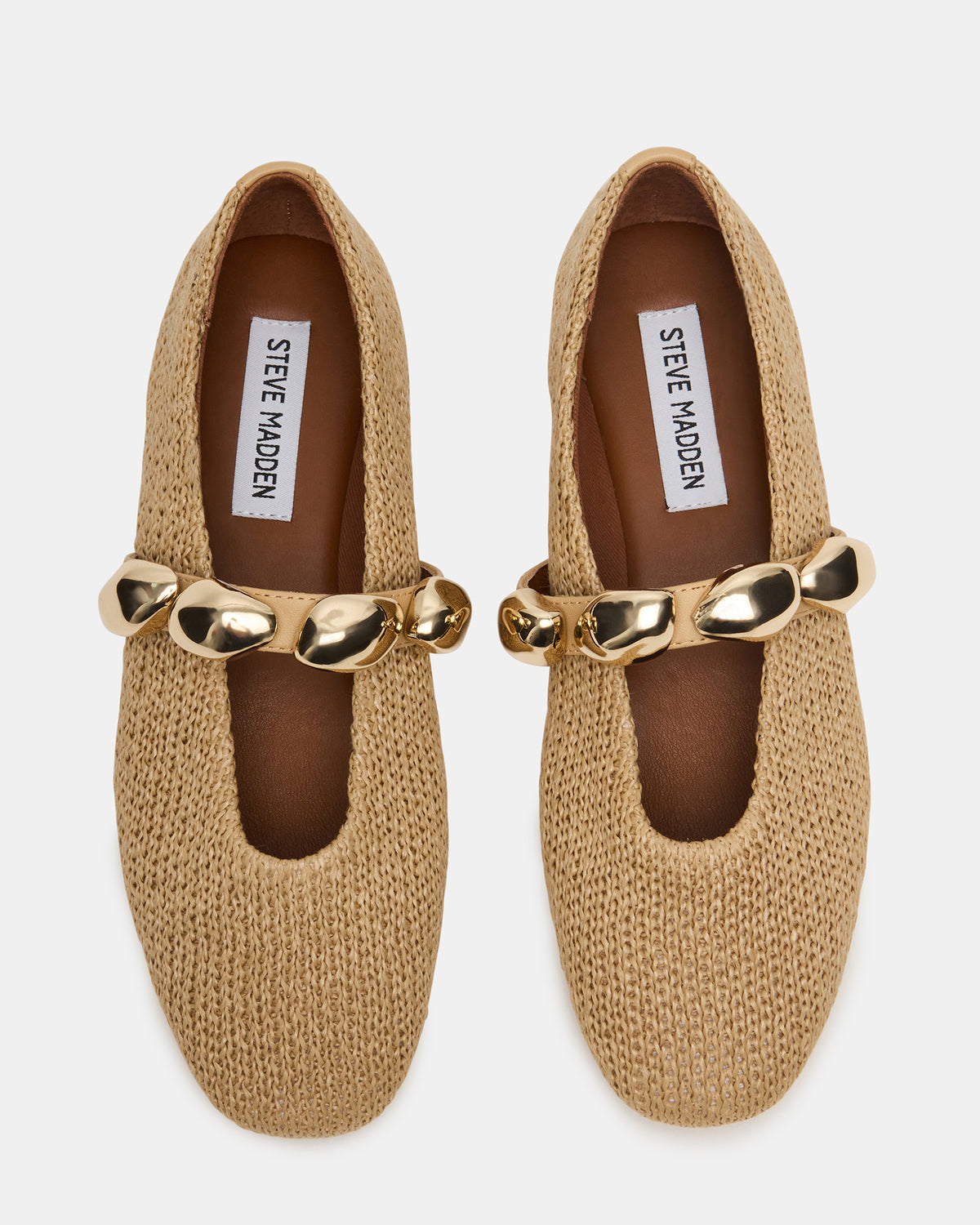 POPPIN Natural Raffia Mary Jane Ballet Women's Flat