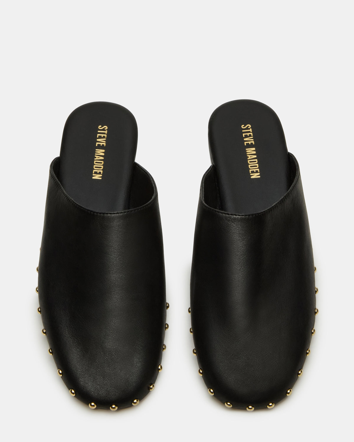 PEARSON Black Leather Rounded-Toe Slip-On Women's Flat