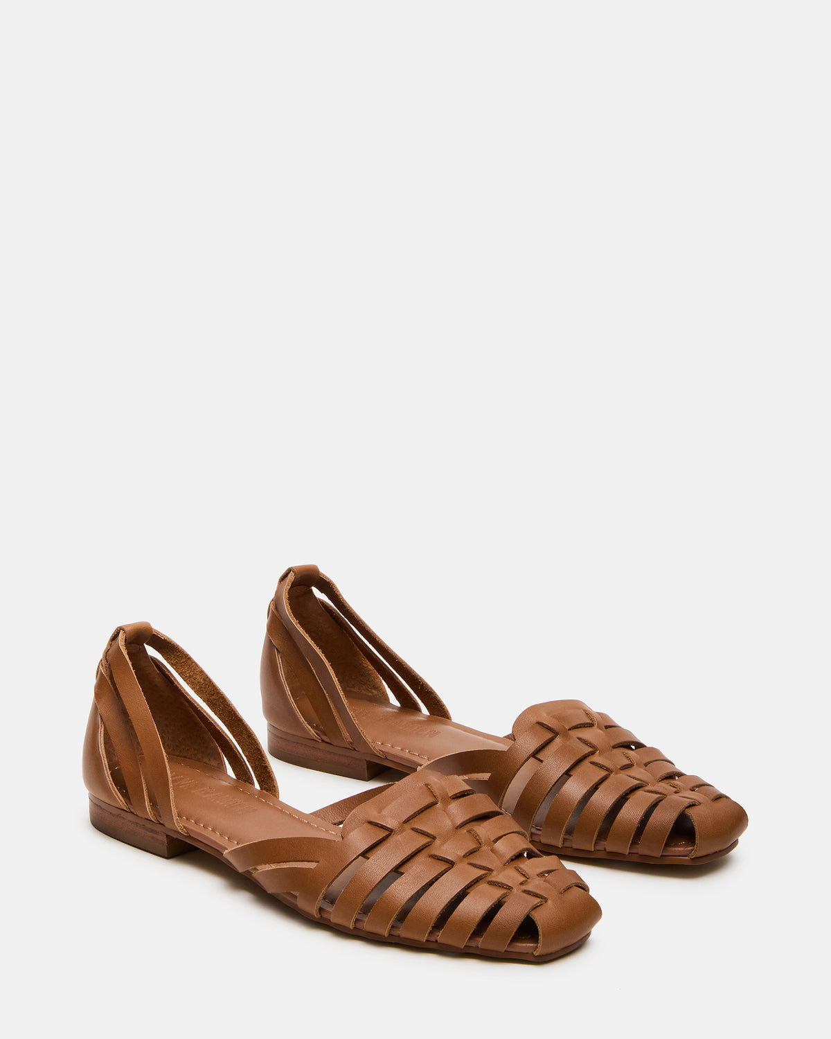 MEDLIN Tan Leather Square-Toe Fisherman Women's Flat