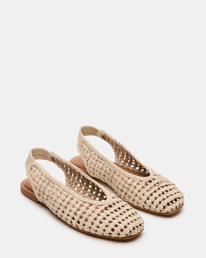 RUMI Bone Leather Woven Slingback Round-Toe Women's Flat