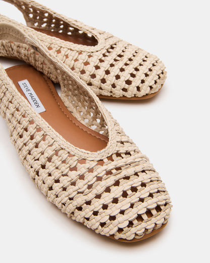 RUMI Bone Leather Woven Slingback Round-Toe Women's Flat