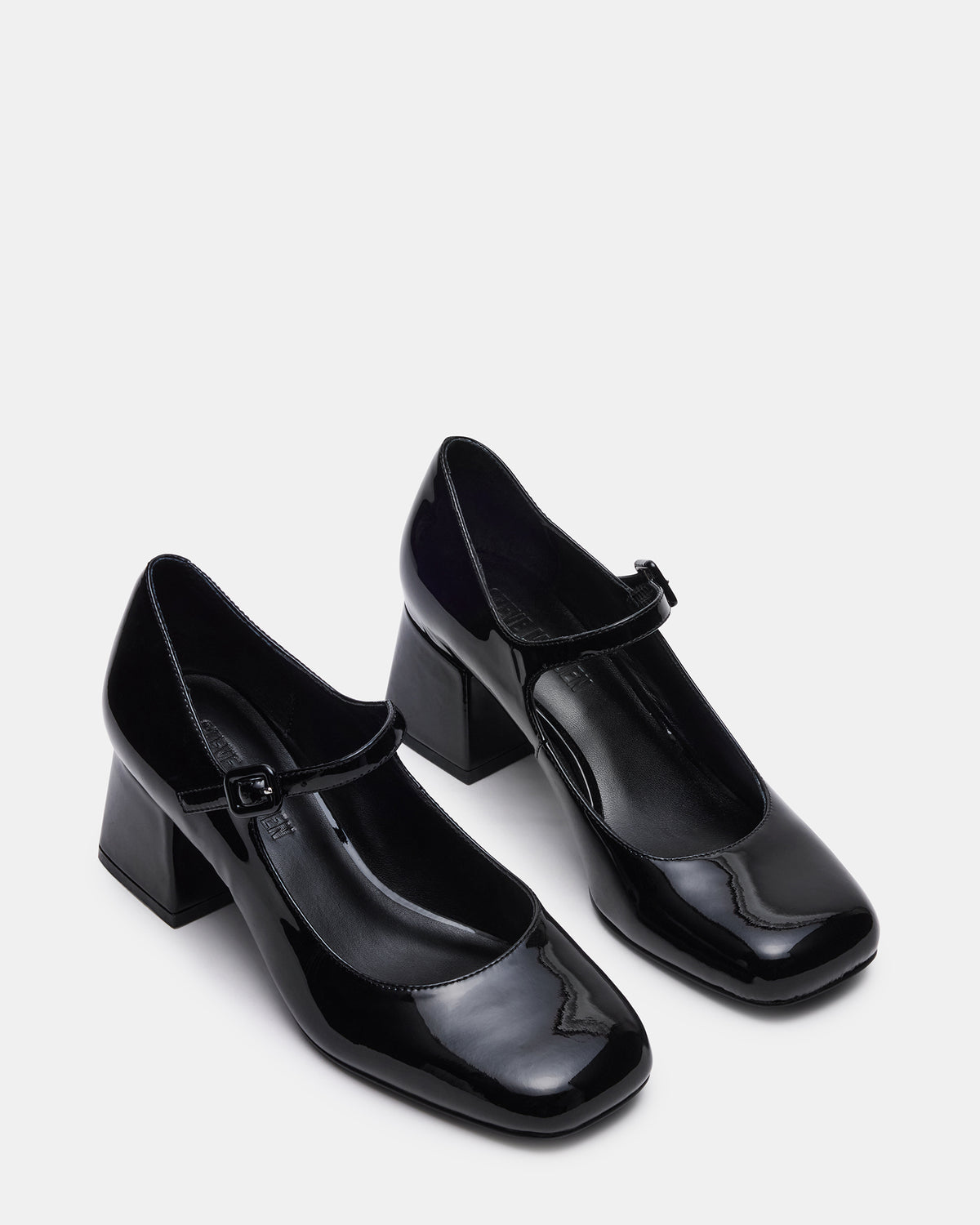 DARCEY Black Patent Square-Toe Mary Jane Block Heel Women's Loafer