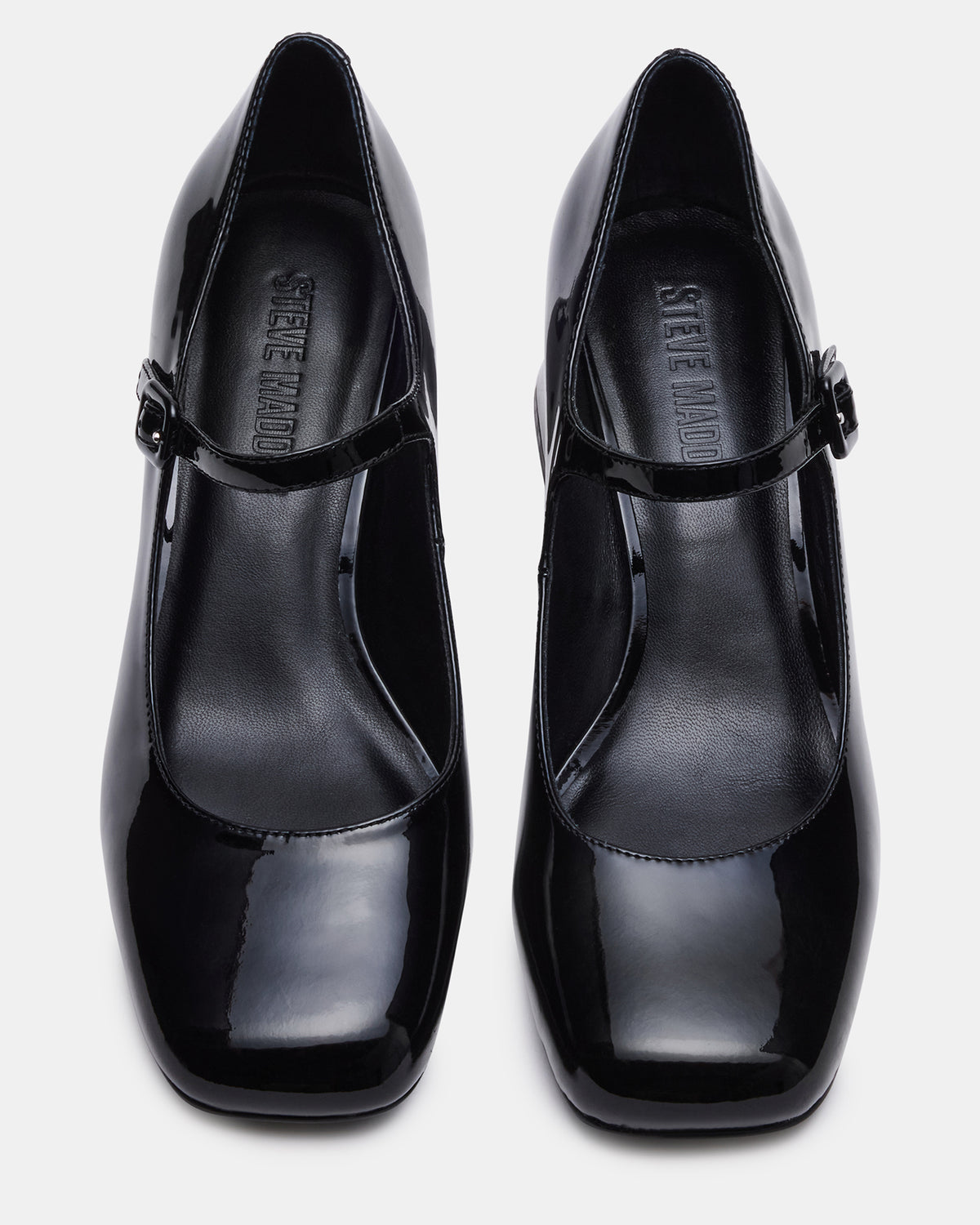DARCEY Black Patent Square-Toe Mary Jane Block Heel Women's Loafer