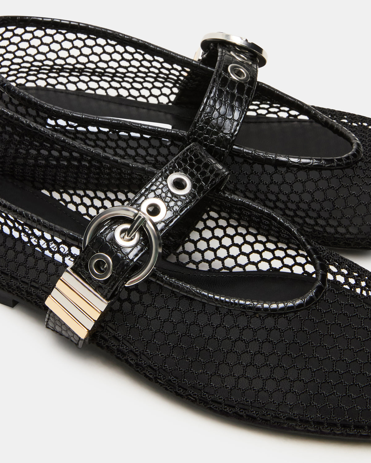LUCIA Black Mesh Mary Jane Ballet Women's Flat