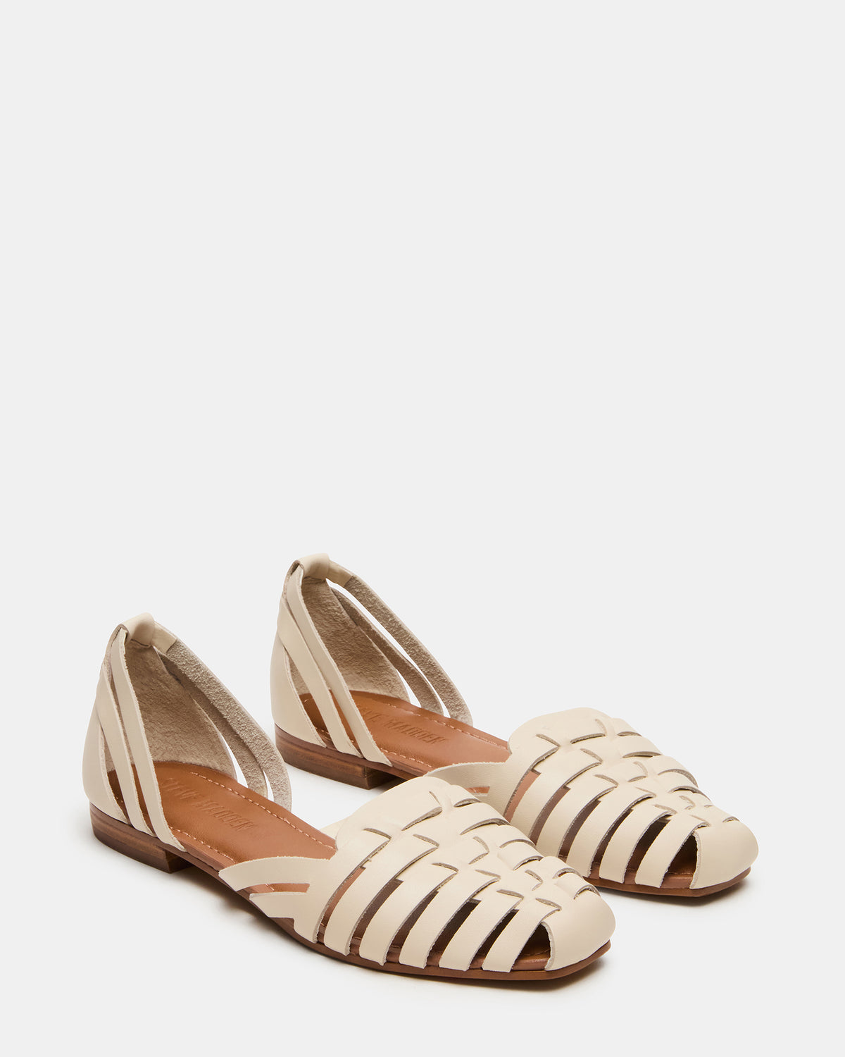 MEDLIN White Leather Square-Toe Fisherman Women's Flat