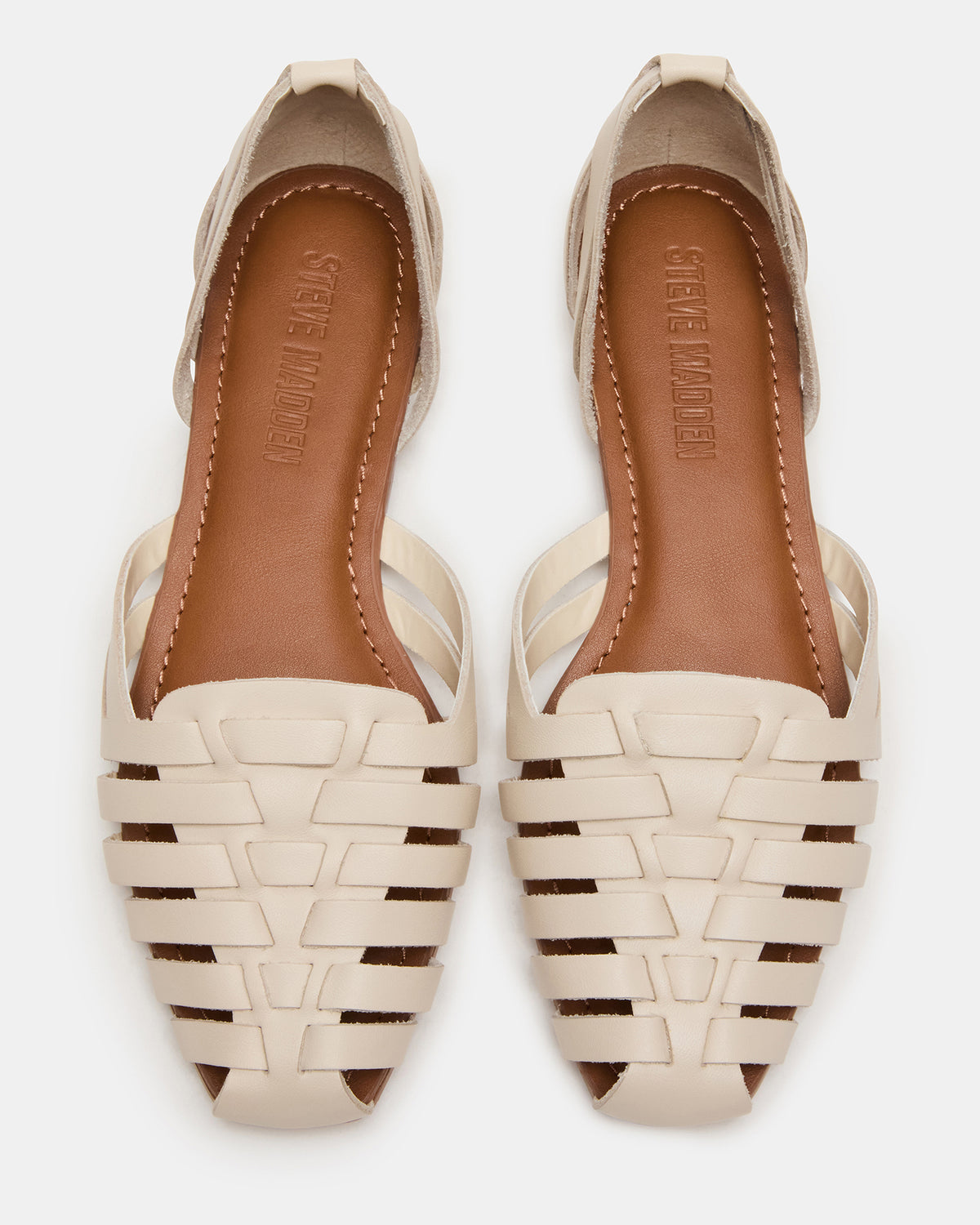 MEDLIN White Leather Square-Toe Fisherman Women's Flat