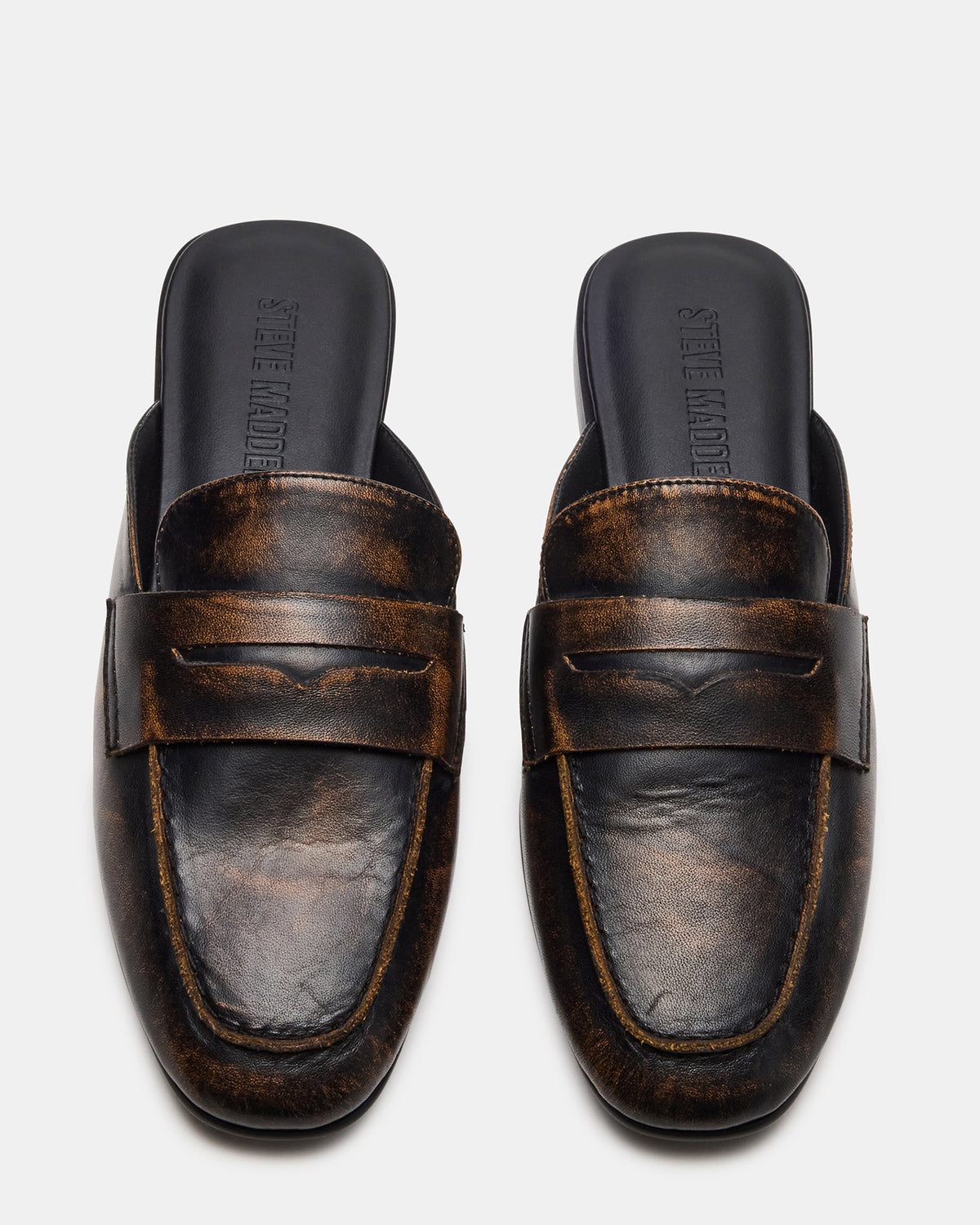 CALEB Brown Distressed Women's Slip-On Mule Flat