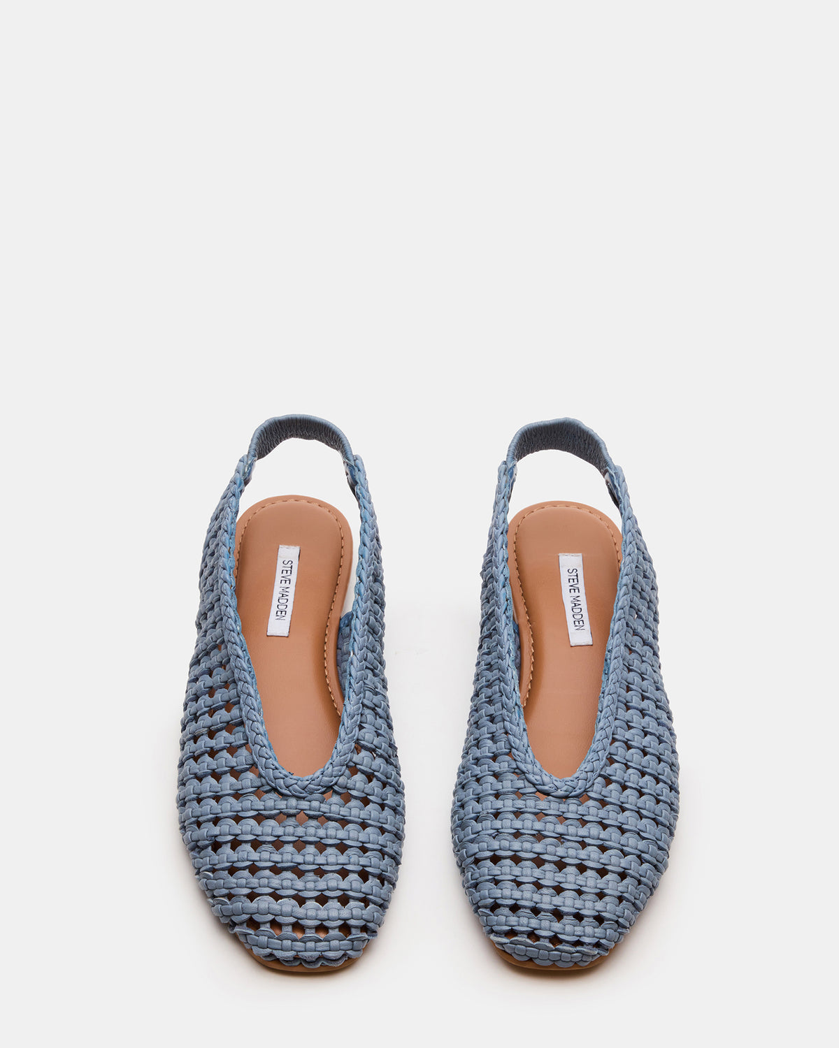 RUMI Blue Leather Woven Slingback Round-Toe Women's Flat