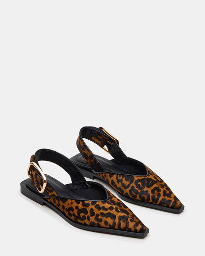 SHAY Leopard Pointed-Toe Slingback Ballet Women's Flat