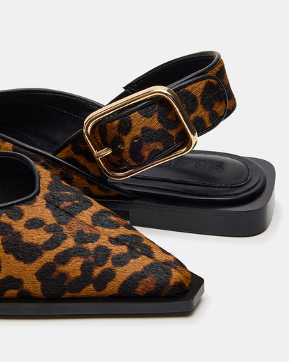 SHAY Leopard Pointed-Toe Slingback Ballet Women's Flat
