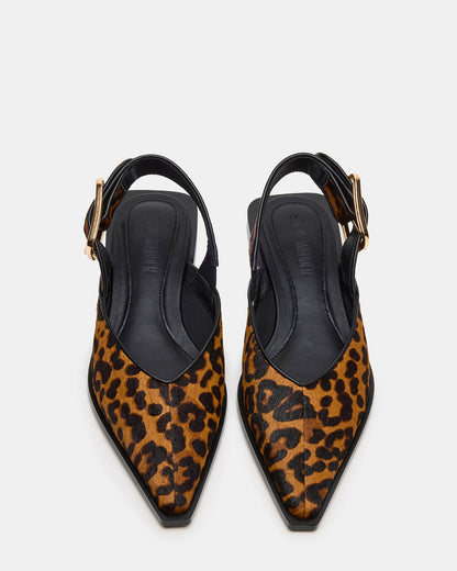 SHAY Leopard Pointed-Toe Slingback Ballet Women's Flat