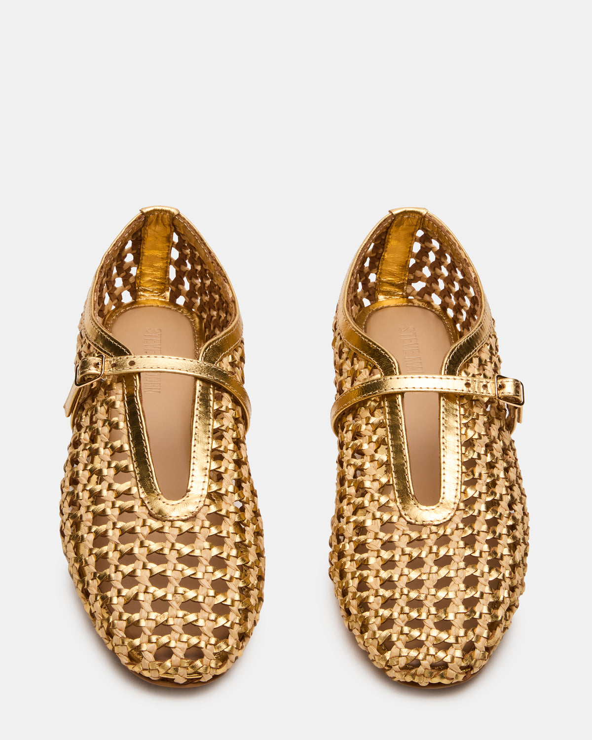 BELLISSIMA Gold Multi Mary Jane Woven Buckle Women's Flats
