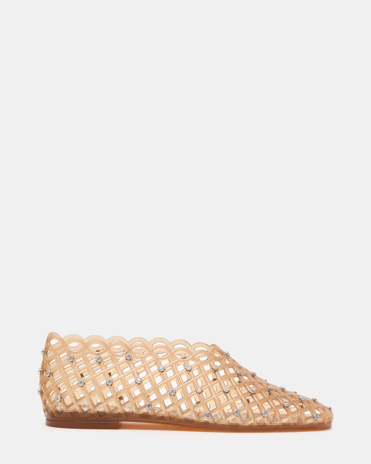 GROVE Tan Rhinestones Square-Toe Jelly Women's Flat