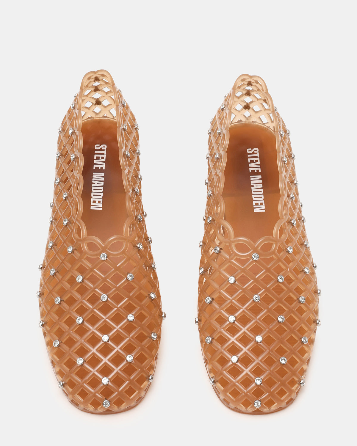 GROVE Tan Rhinestones Square-Toe Jelly Women's Flat