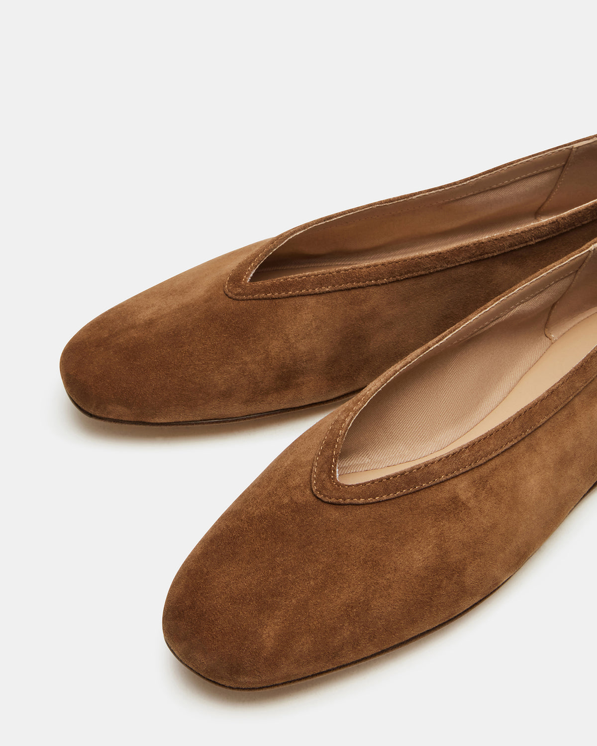 LENI Chestnut Suede Square-Toe Ballet Women's Flat