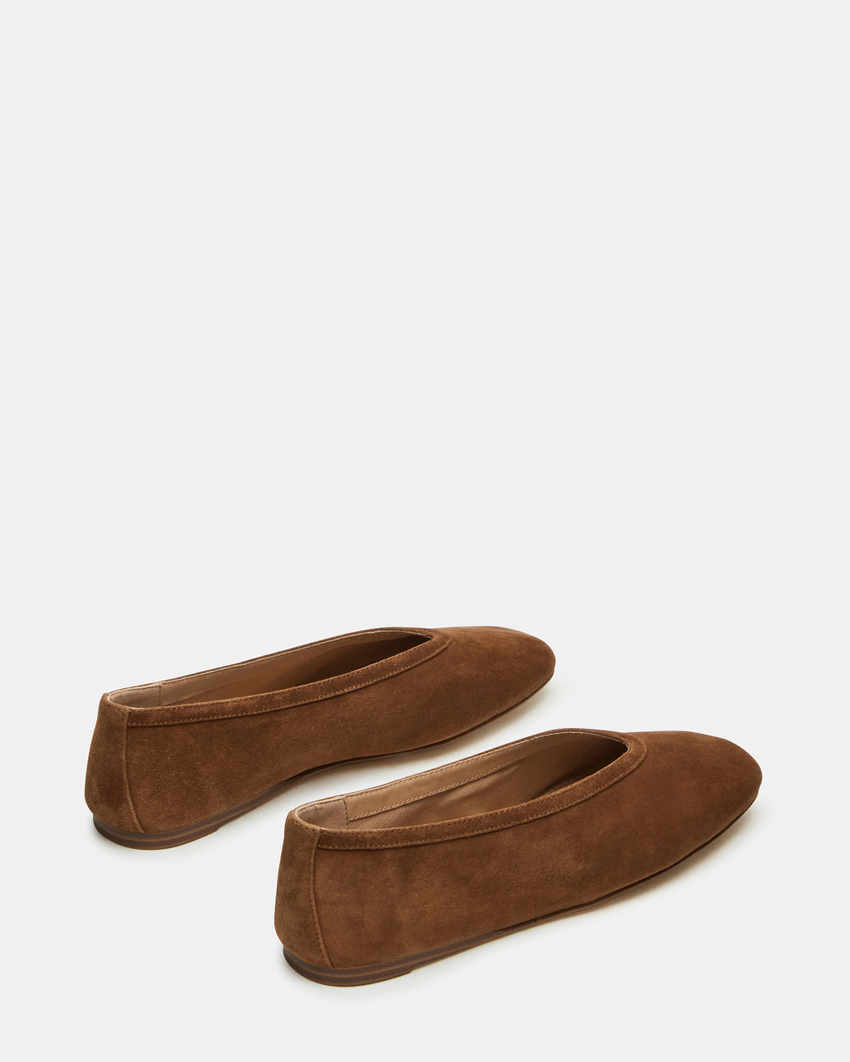 LENI Chestnut Suede Square-Toe Ballet Women's Flat